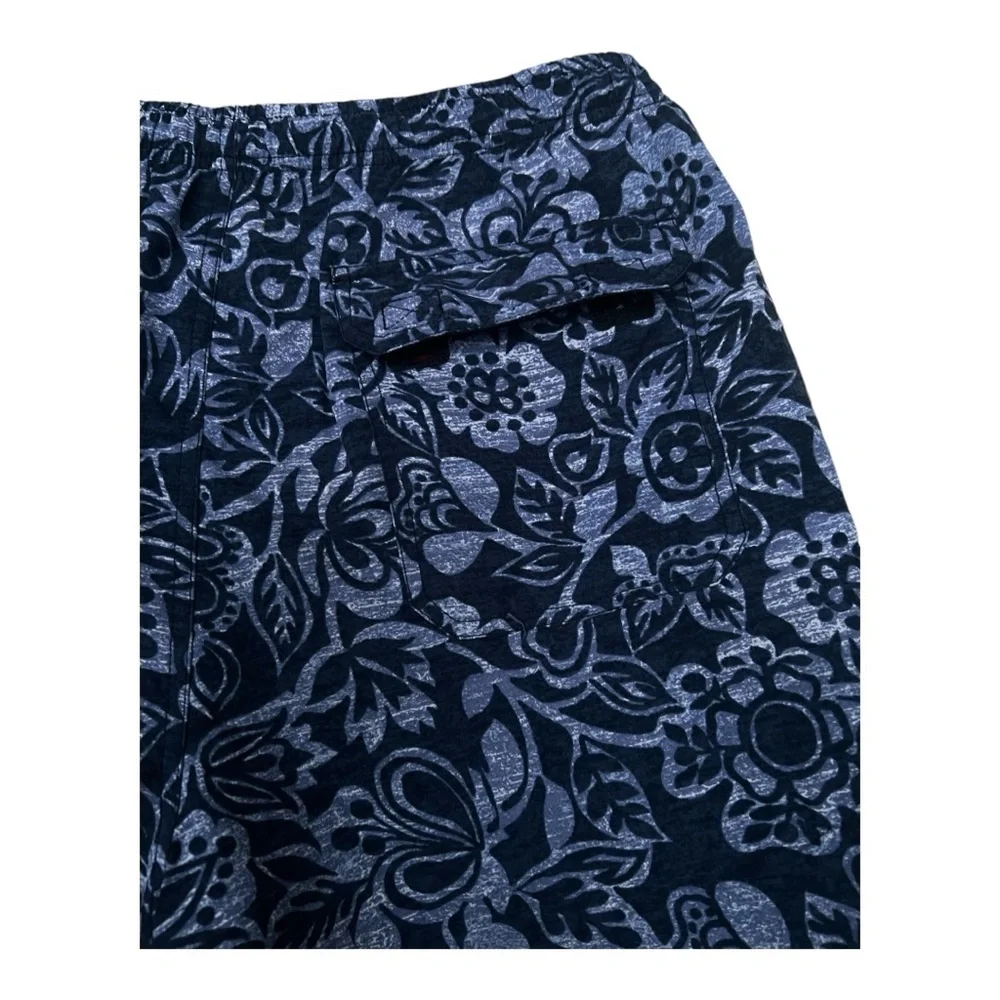 L.L. Bean Vintage Mens Navy Floral Swim Trunks Size L